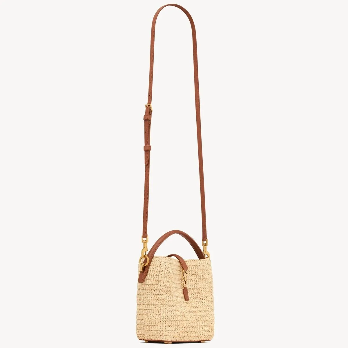 Saint Laurent LE 37 Mini Bucket Bag / Naturel Raffia Gold Hardware - Image 5