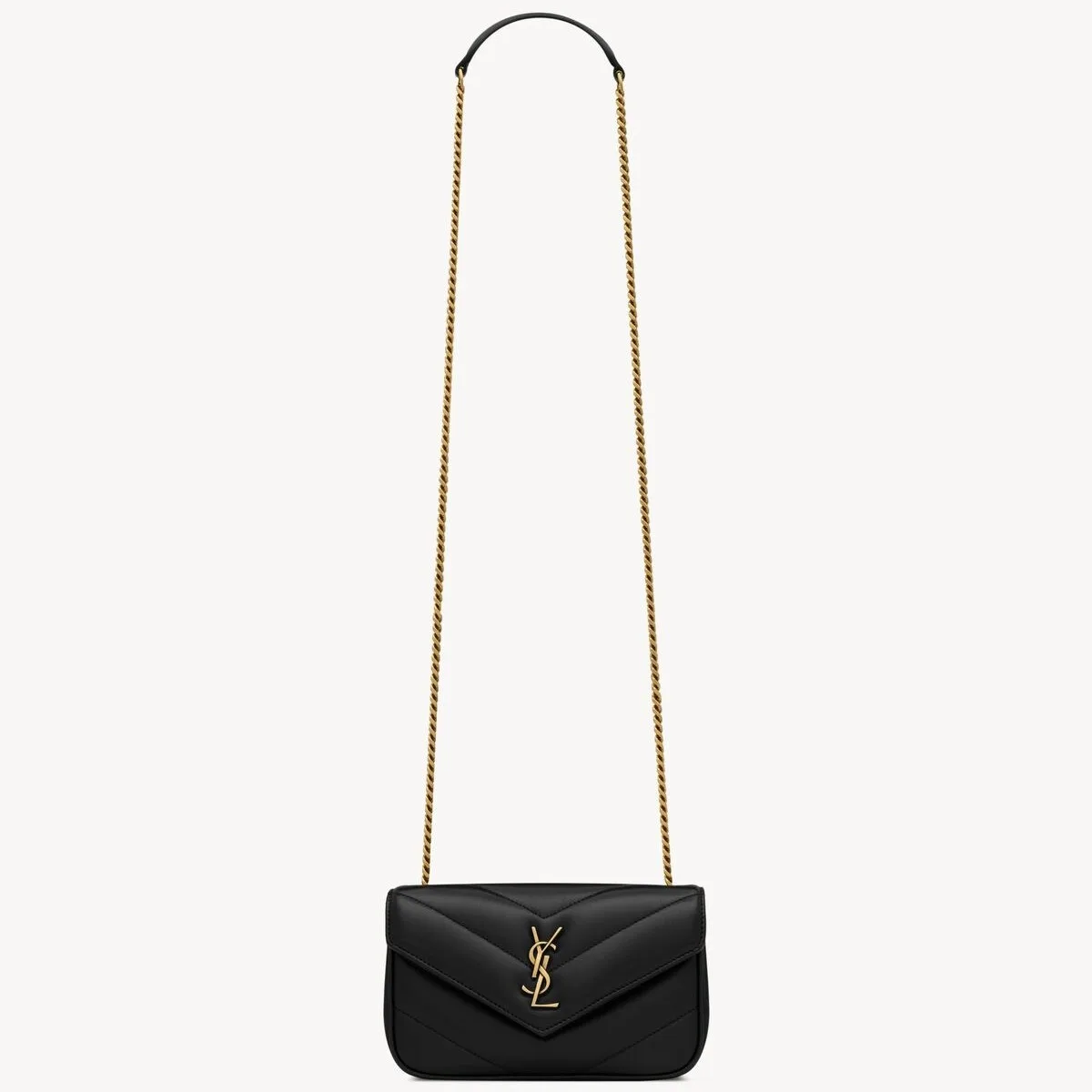 Saint Laurent Loulou Mini Shoulder Bag / Black Gold Hardware - Image 3