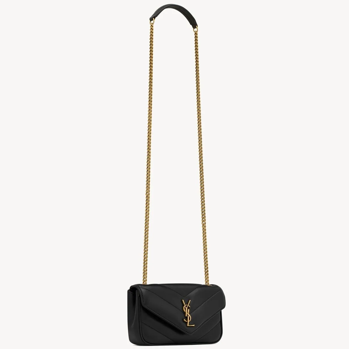 Saint Laurent Loulou Mini Shoulder Bag / Black Gold Hardware - Image 4