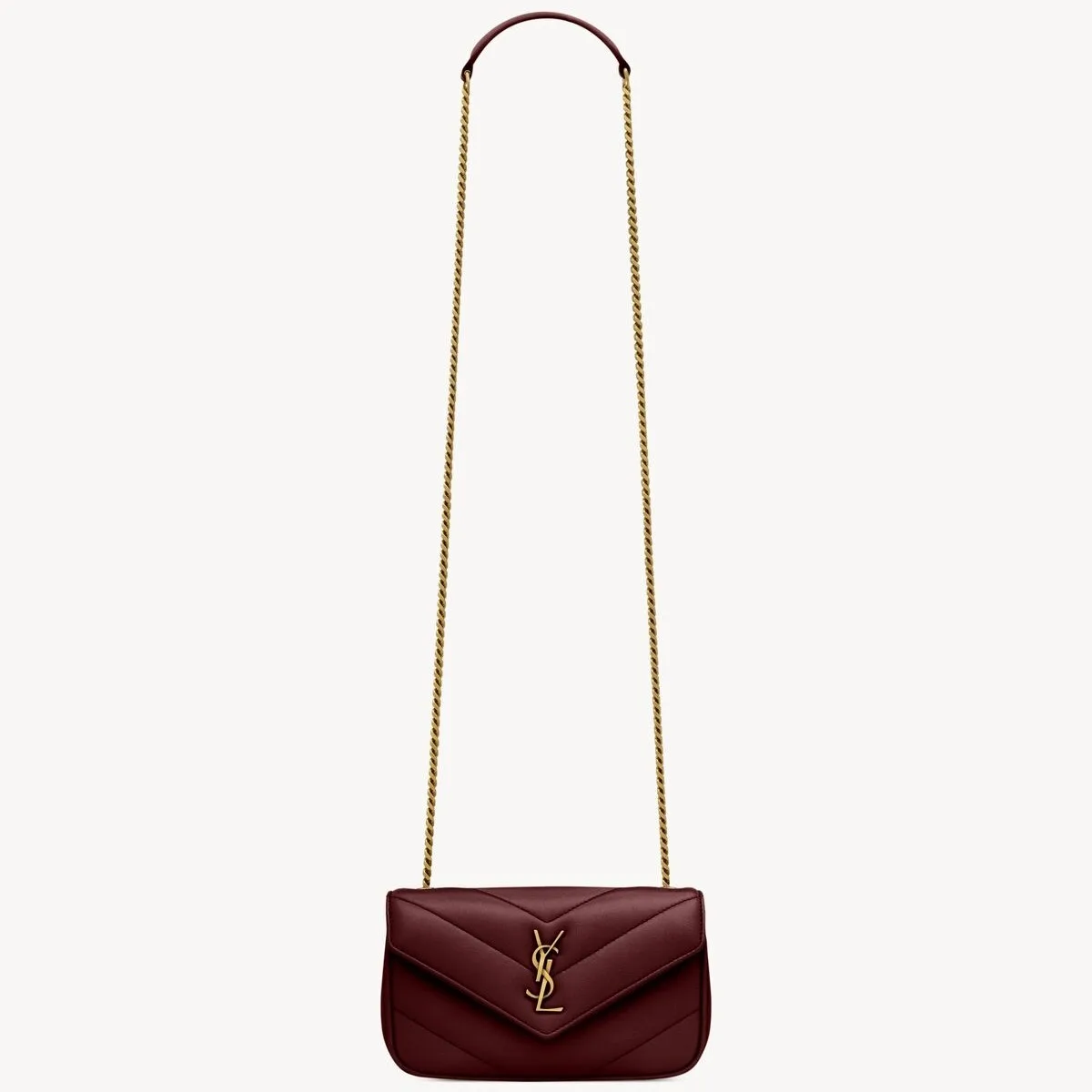 Saint Laurent Loulou Mini Shoulder Bag / Rouge Cabernet Gold Hardware - Image 4