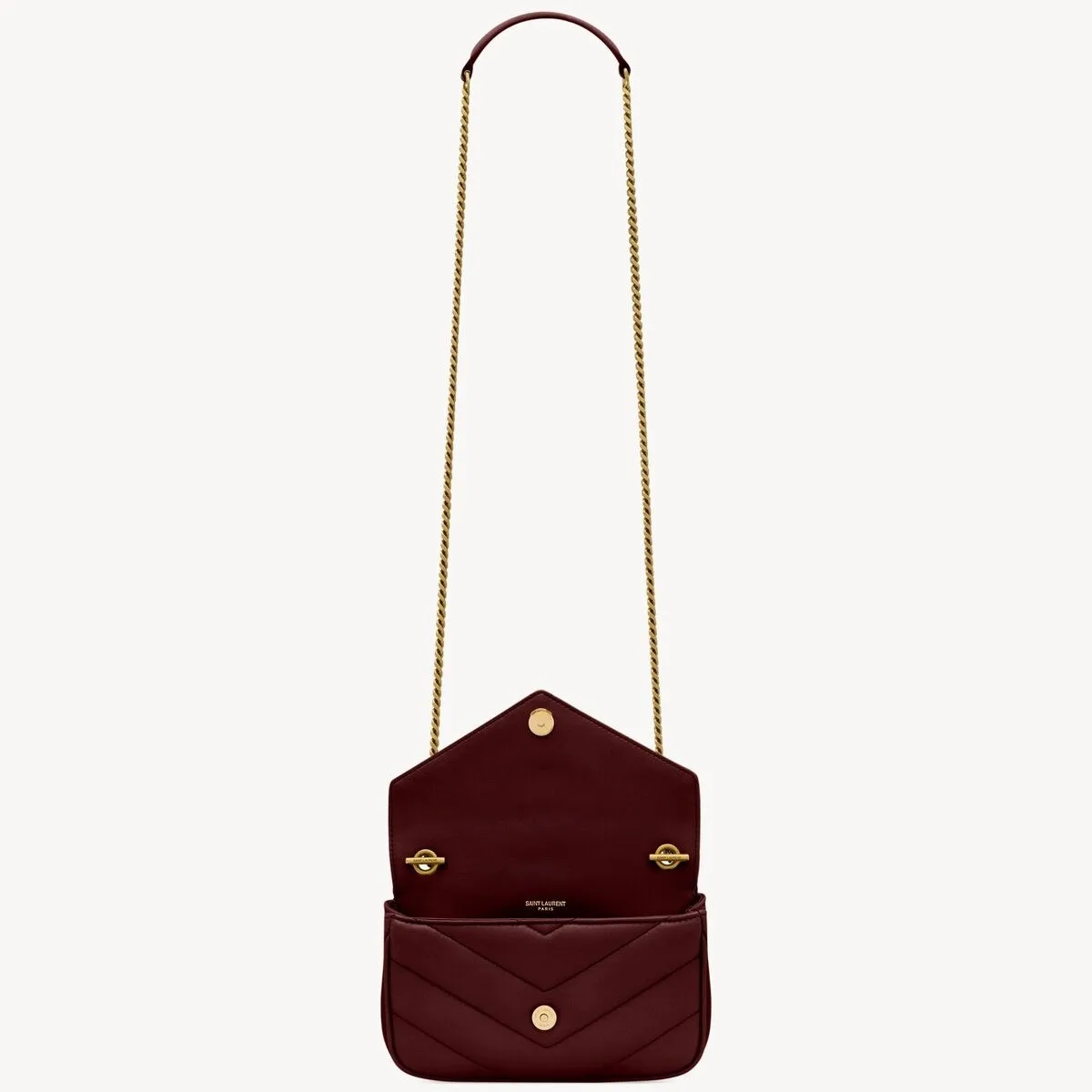 Saint Laurent Loulou Mini Shoulder Bag / Rouge Cabernet Gold Hardware - Image 8