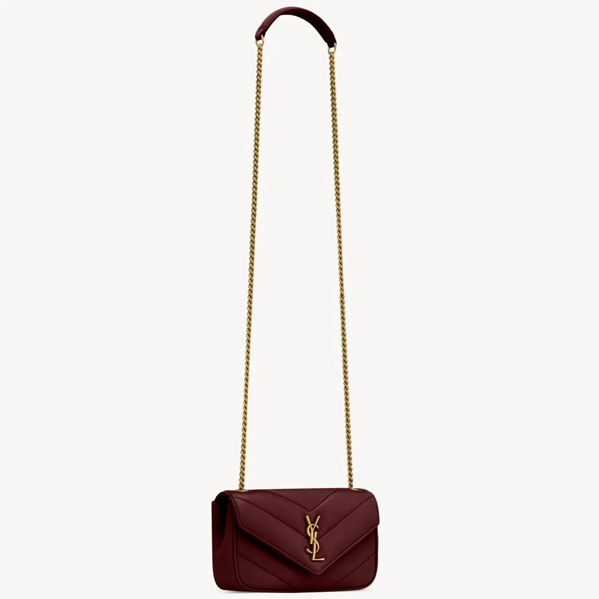 Saint Laurent Loulou Mini Shoulder Bag / Rouge Cabernet Gold Hardware - Image 5