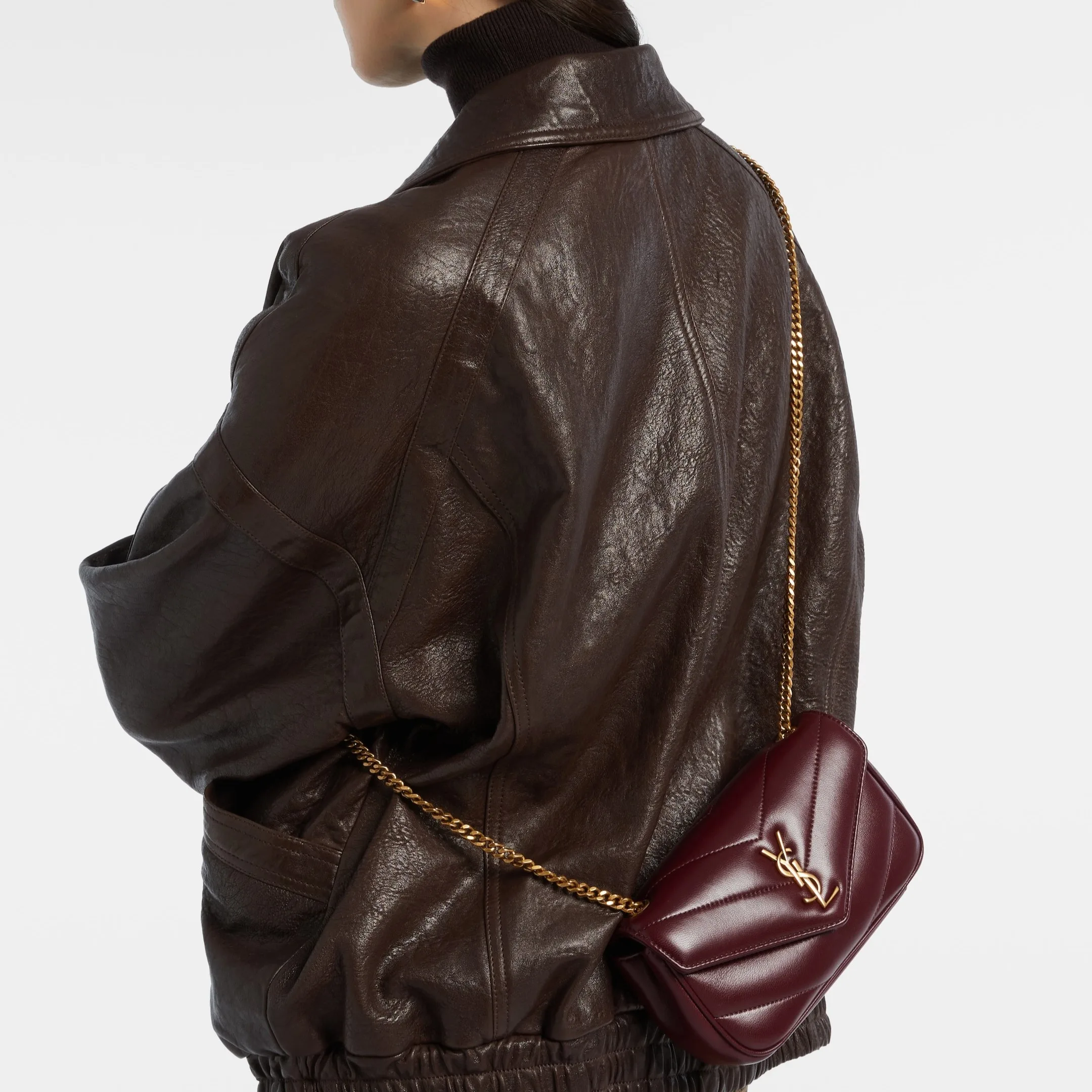 Saint Laurent Loulou Mini Shoulder Bag / Rouge Cabernet Gold Hardware - Image 3