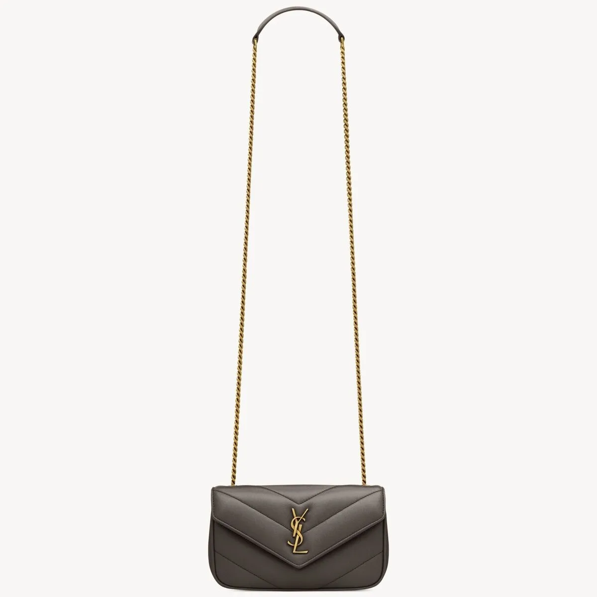 Saint Laurent Loulou Mini Shoulder Bag / Urban Grey Gold Hardware - Image 4