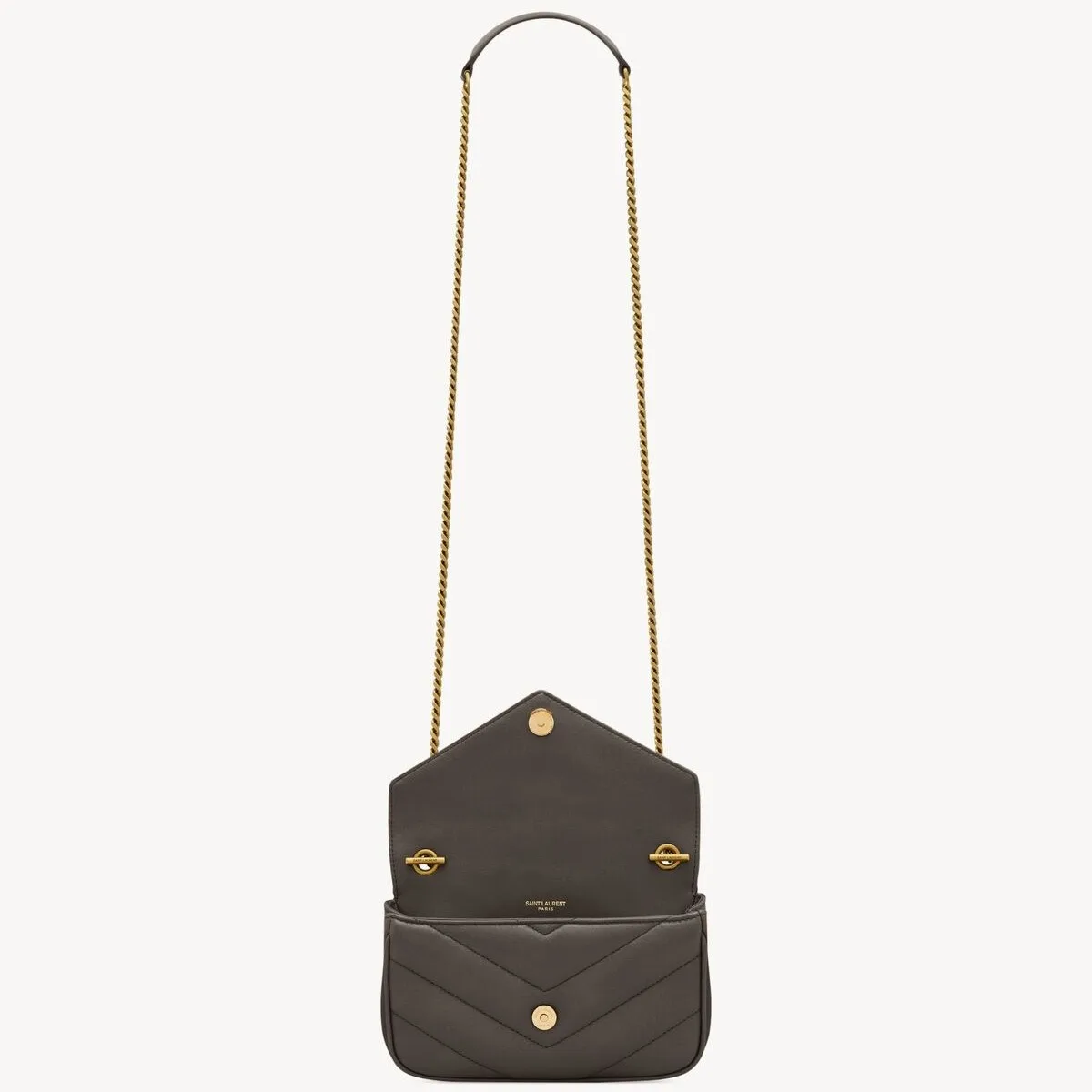 Saint Laurent Loulou Mini Shoulder Bag / Urban Grey Gold Hardware - Image 8