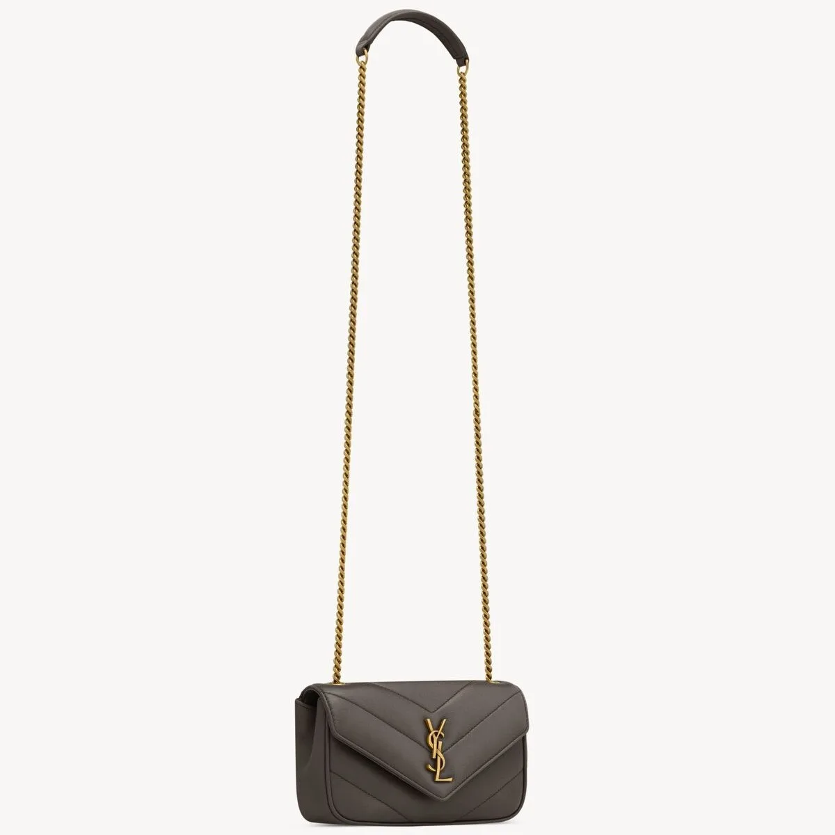Saint Laurent Loulou Mini Shoulder Bag / Urban Grey Gold Hardware - Image 5