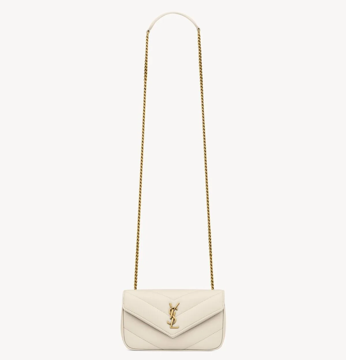 Saint Laurent Loulou Mini Shoulder Bag / White Gold Hardware - Image 4