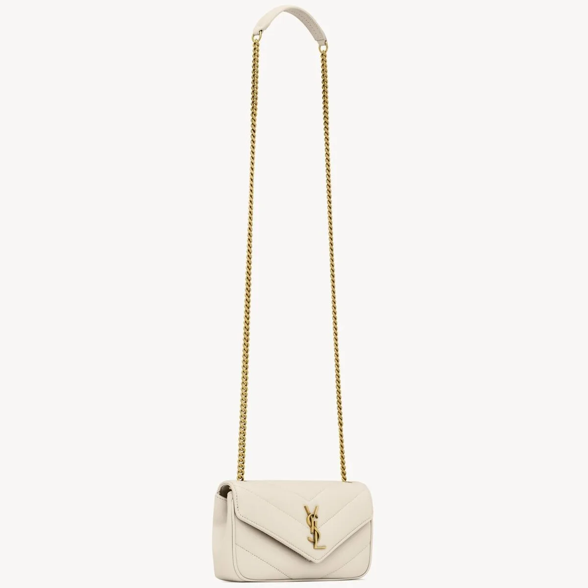 Saint Laurent Loulou Mini Shoulder Bag / White Gold Hardware - Image 9