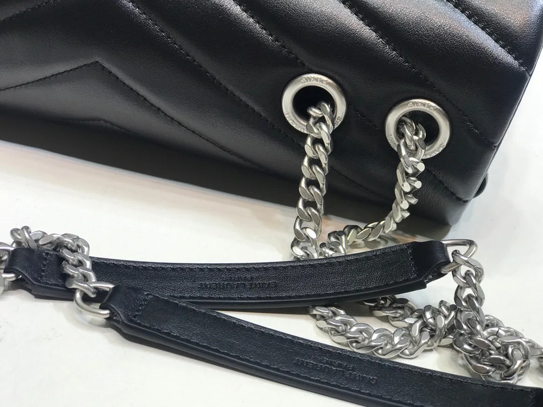 Saint Laurent Loulou Small Chain Bag In Matelassé Y Black / YSL - Image 3