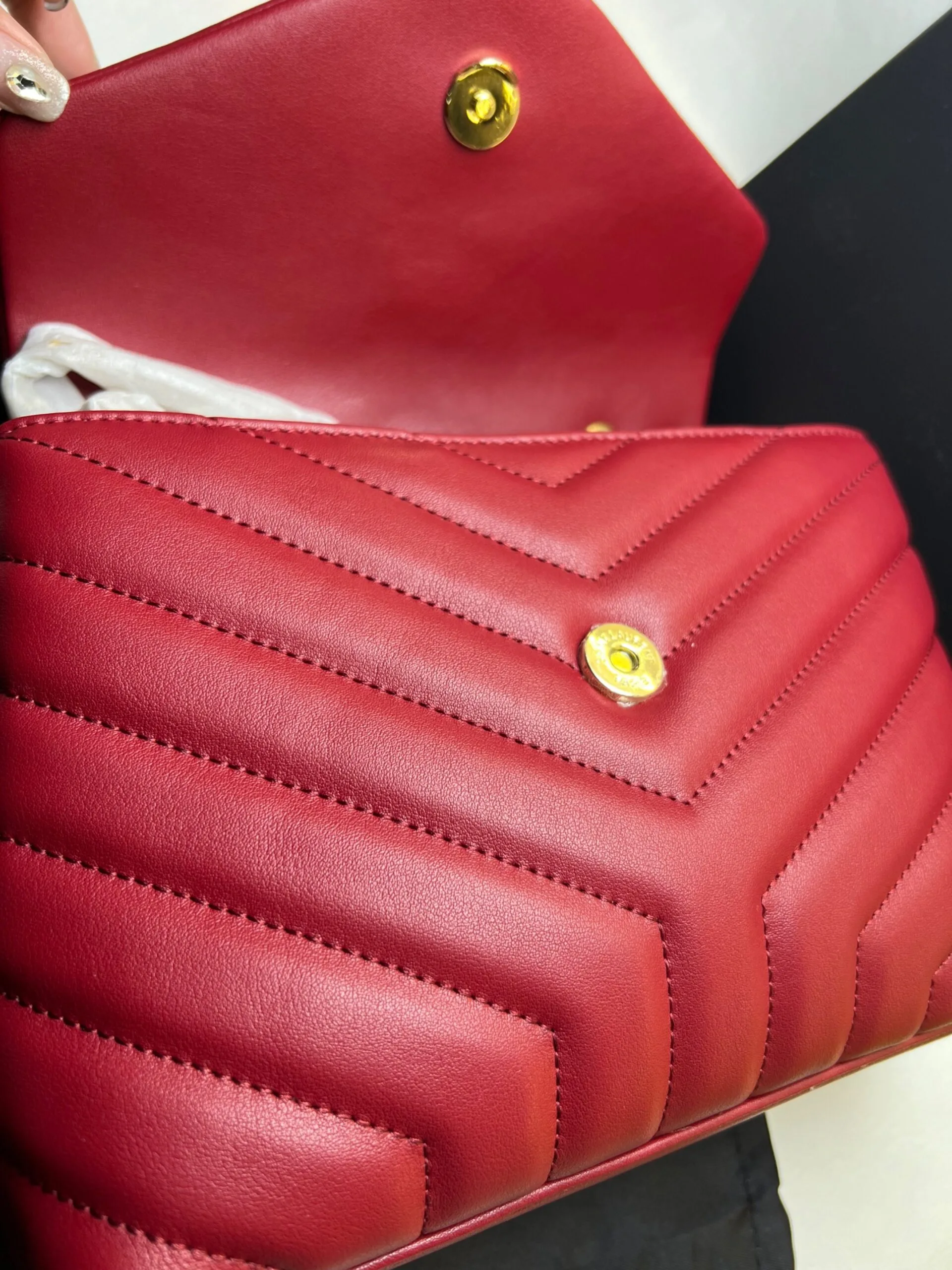 Saint Laurent Loulou Small Chain Bag In Matelassé Y Burgundy / YSL - Image 5