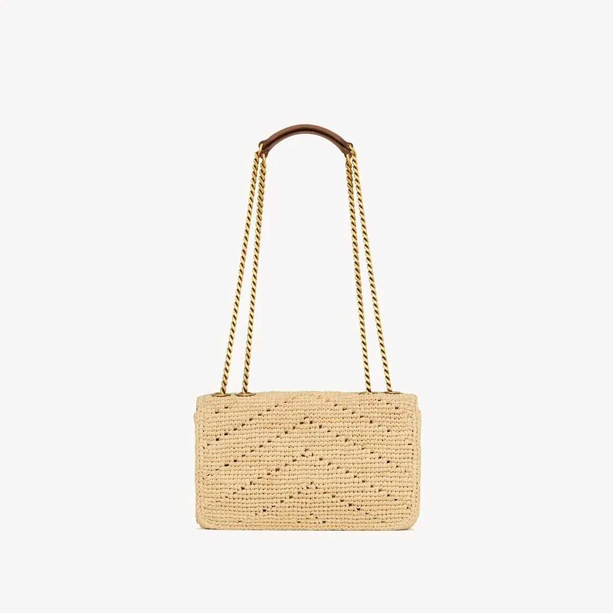Saint Laurent Loulou Small Shoulder Bag / Beige Raffia Gold Hardware - Image 4