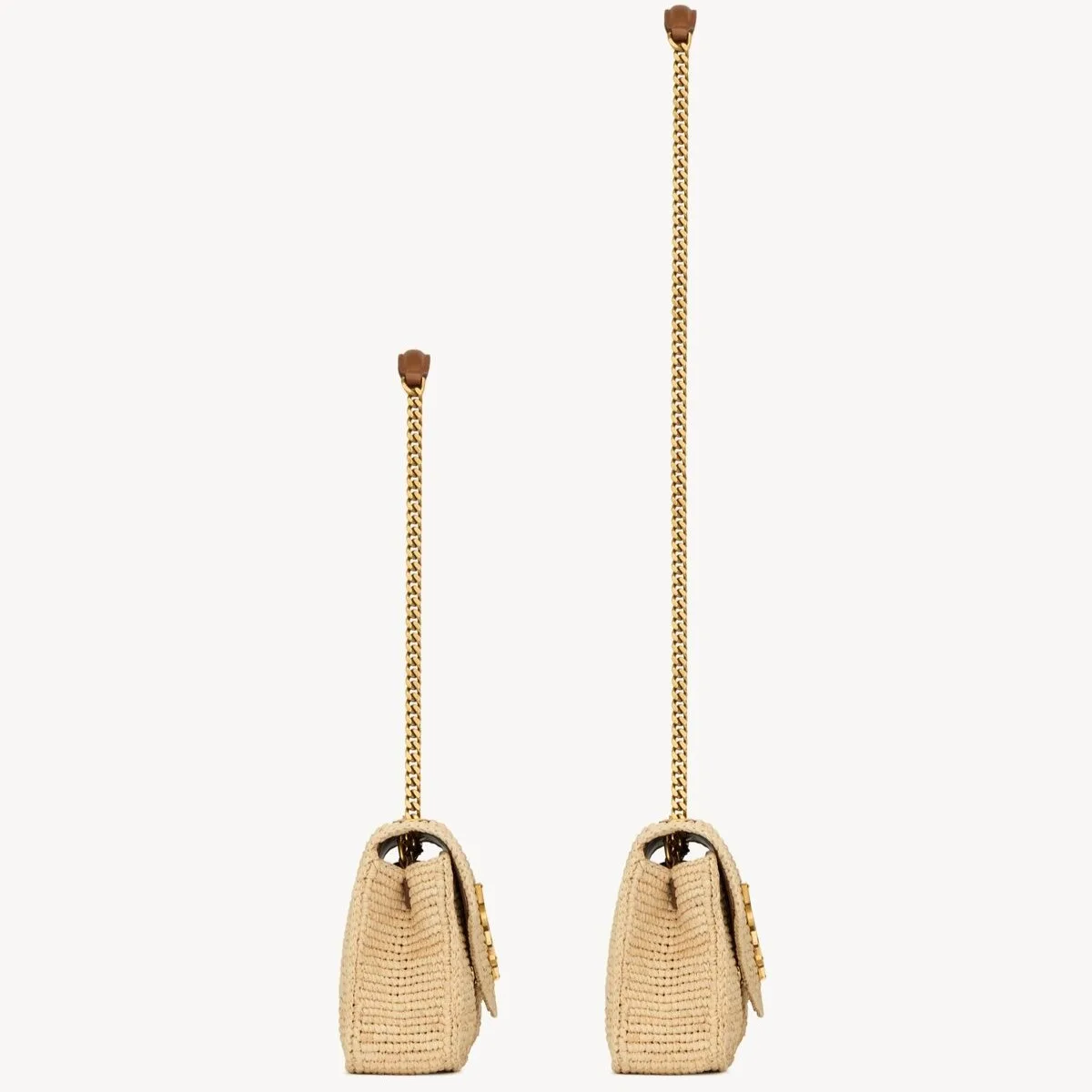 Saint Laurent Loulou Small Shoulder Bag / Beige Raffia Gold Hardware - Image 6