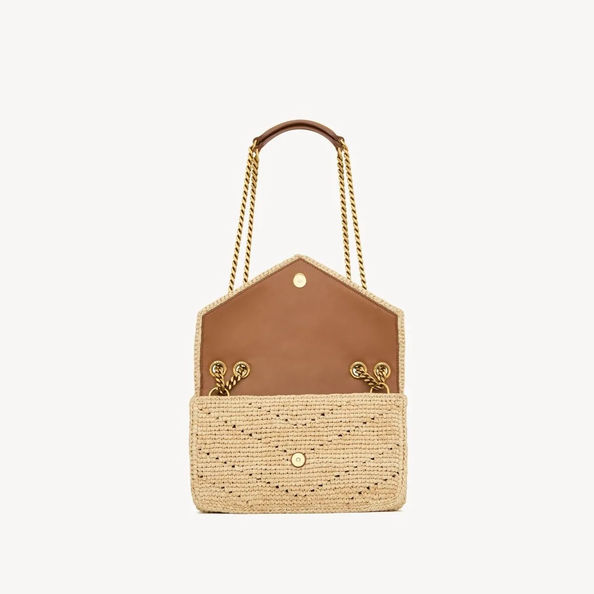 Saint Laurent Loulou Small Shoulder Bag / Beige Raffia Gold Hardware - Image 5