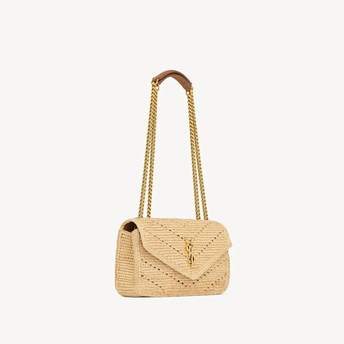 Saint Laurent Loulou Small Shoulder Bag / Beige Raffia Gold Hardware - Image 3