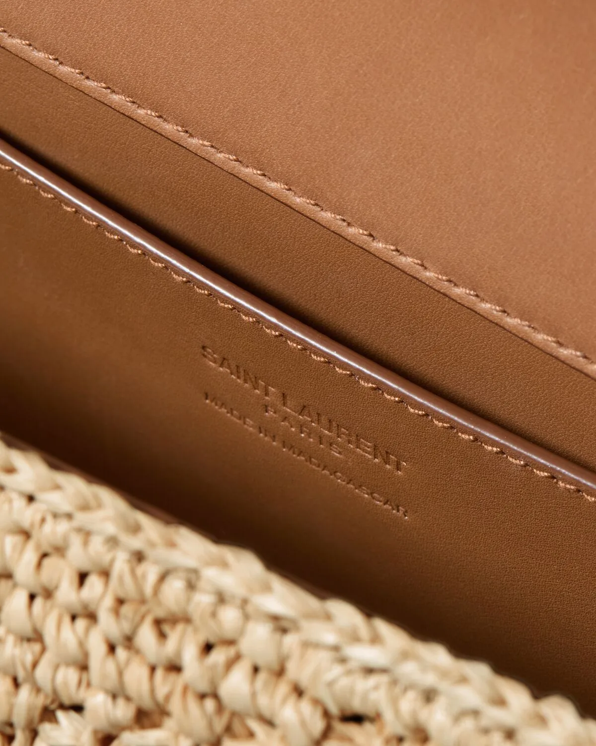 Saint Laurent Loulou Small Shoulder Bag / Beige Raffia Gold Hardware - Image 7