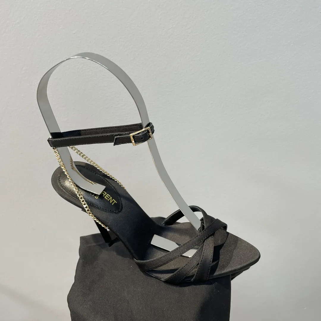 Alternative view of Saint Laurent Melody Sandals In Crepe Satin Black