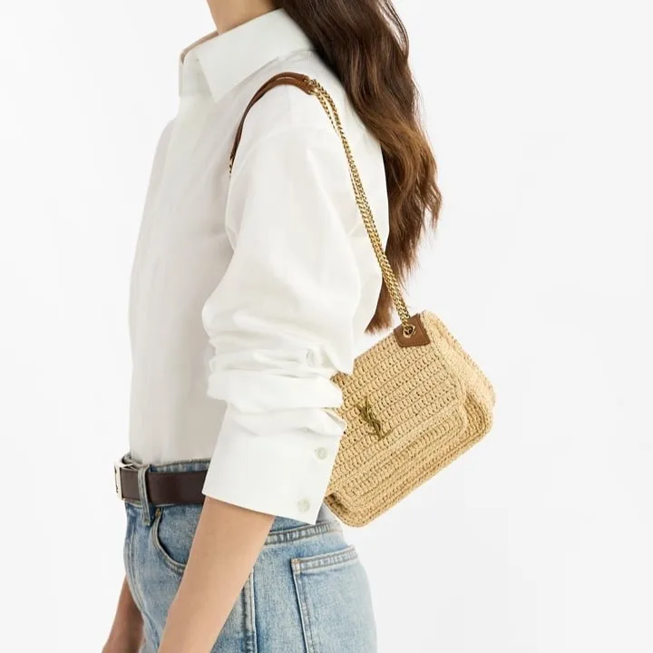 Saint Laurent Niki Mini Shoulder Bag / Natural Raffia Gold Hardware - Image 2