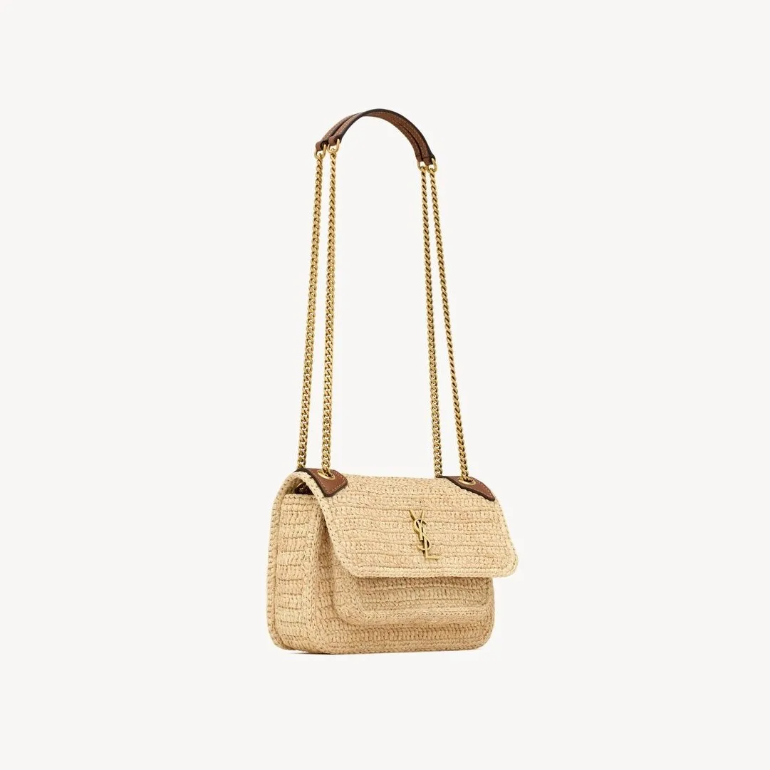 Saint Laurent Niki Mini Shoulder Bag / Natural Raffia Gold Hardware - Image 4