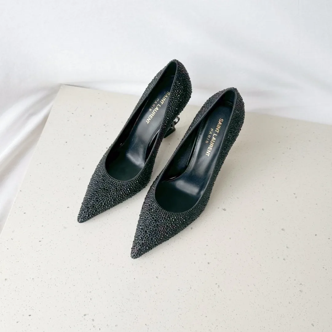 Saint Laurent Opyum Pumps In Rhinestones Black - Image 10