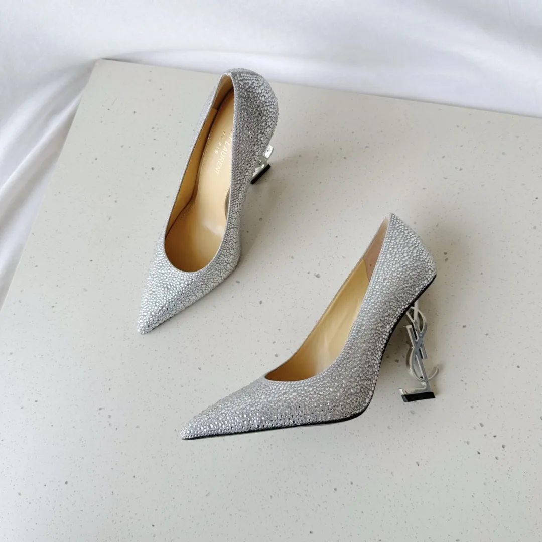 Saint Laurent Opyum Pumps In Rhinestones Silver - Image 3