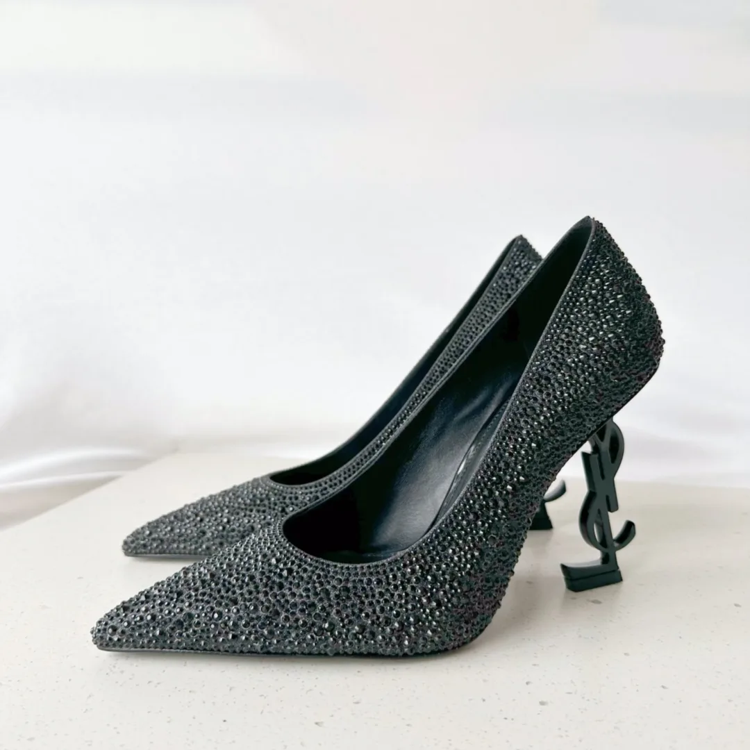Saint Laurent Opyum Pumps In Rhinestones Black - Image 9