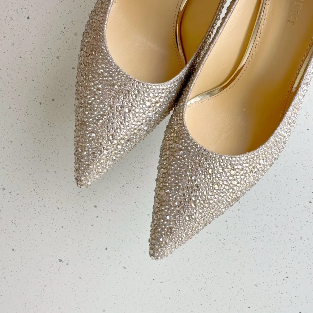Alternative view of Saint Laurent Opyum Pumps In Rhinestones Gold