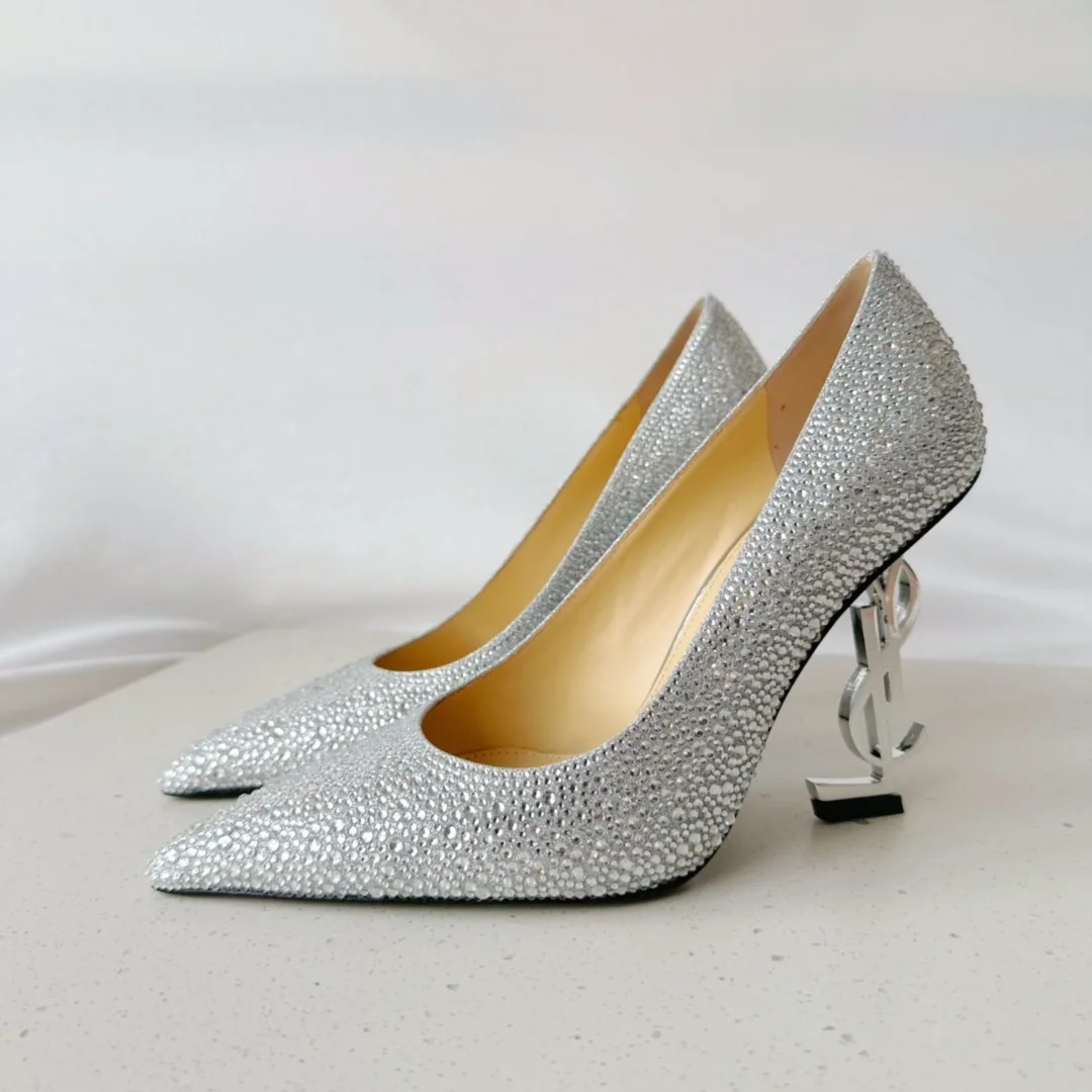Alternative view of Saint Laurent Opyum Pumps In Rhinestones Silver