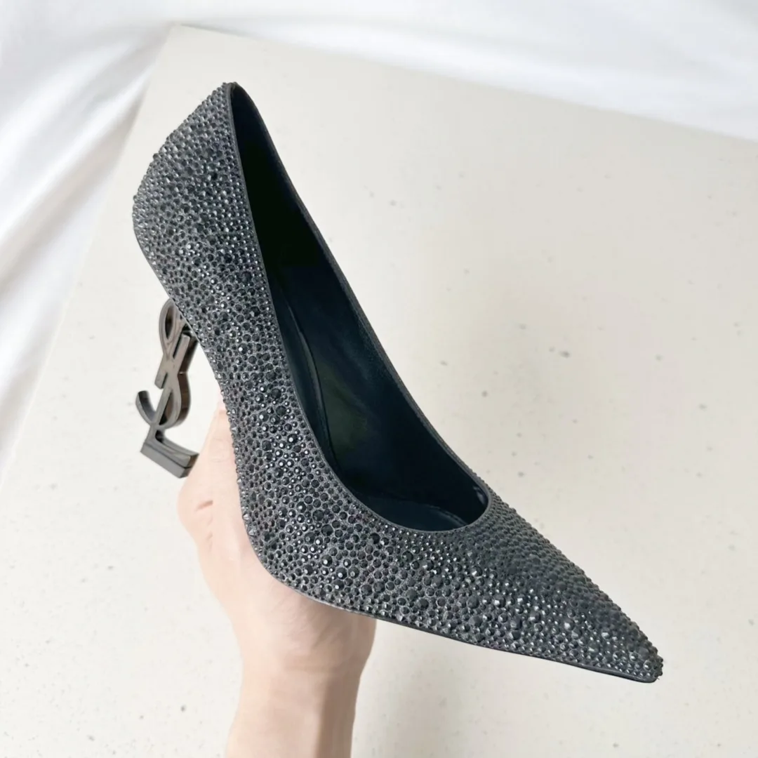 Saint Laurent Opyum Pumps In Rhinestones Black - Image 7