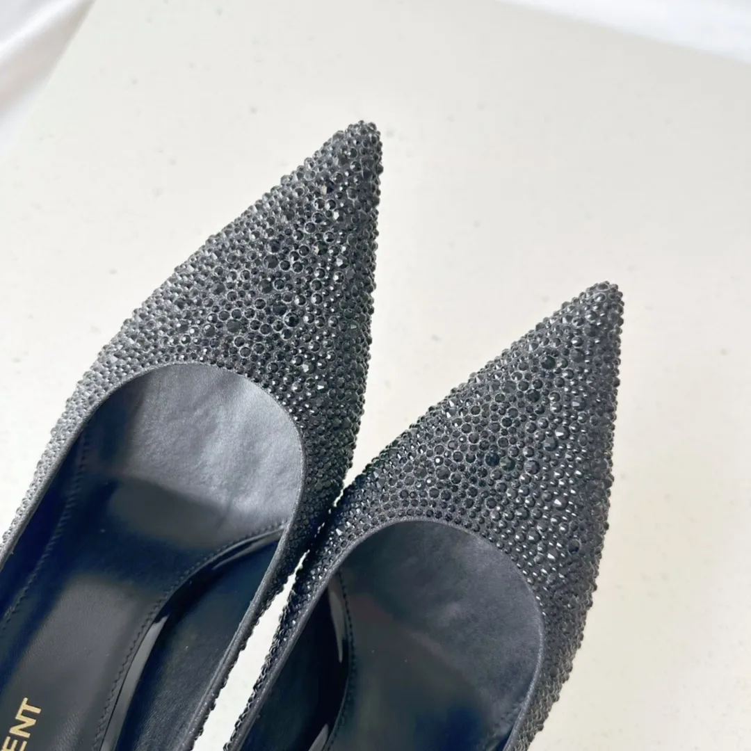 Saint Laurent Opyum Pumps In Rhinestones Black - Image 6