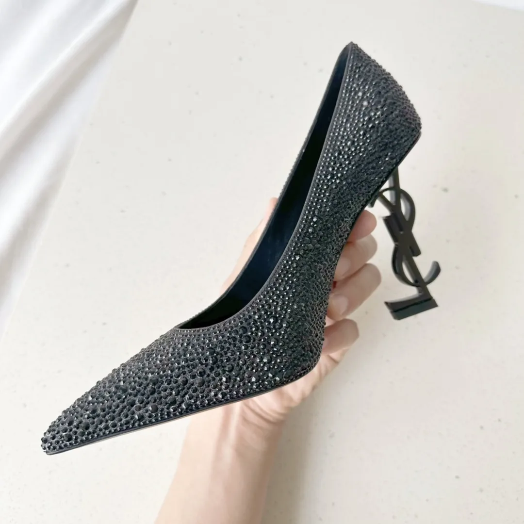 Saint Laurent Opyum Pumps In Rhinestones Black - Image 4