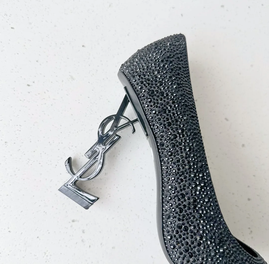 Saint Laurent Opyum Pumps In Rhinestones Black - Image 5