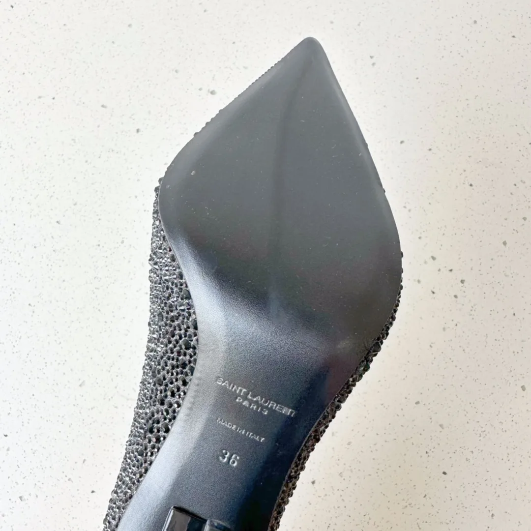 Saint Laurent Opyum Pumps In Rhinestones Black - Image 3