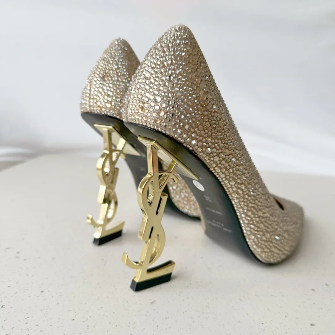 Saint Laurent Opyum Pumps In Rhinestones Gold - Image 5