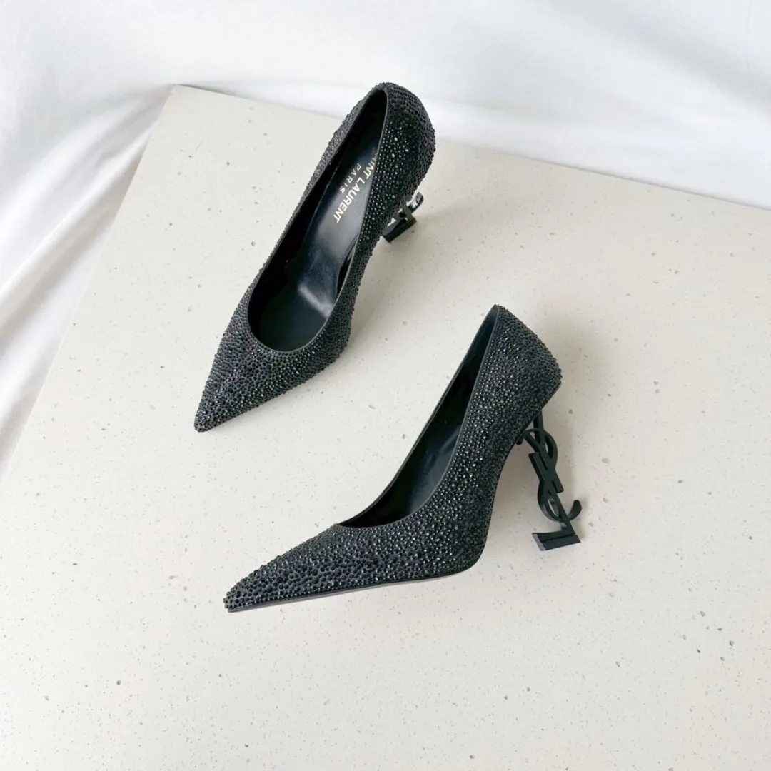 Alternative view of Saint Laurent Opyum Pumps In Rhinestones Black