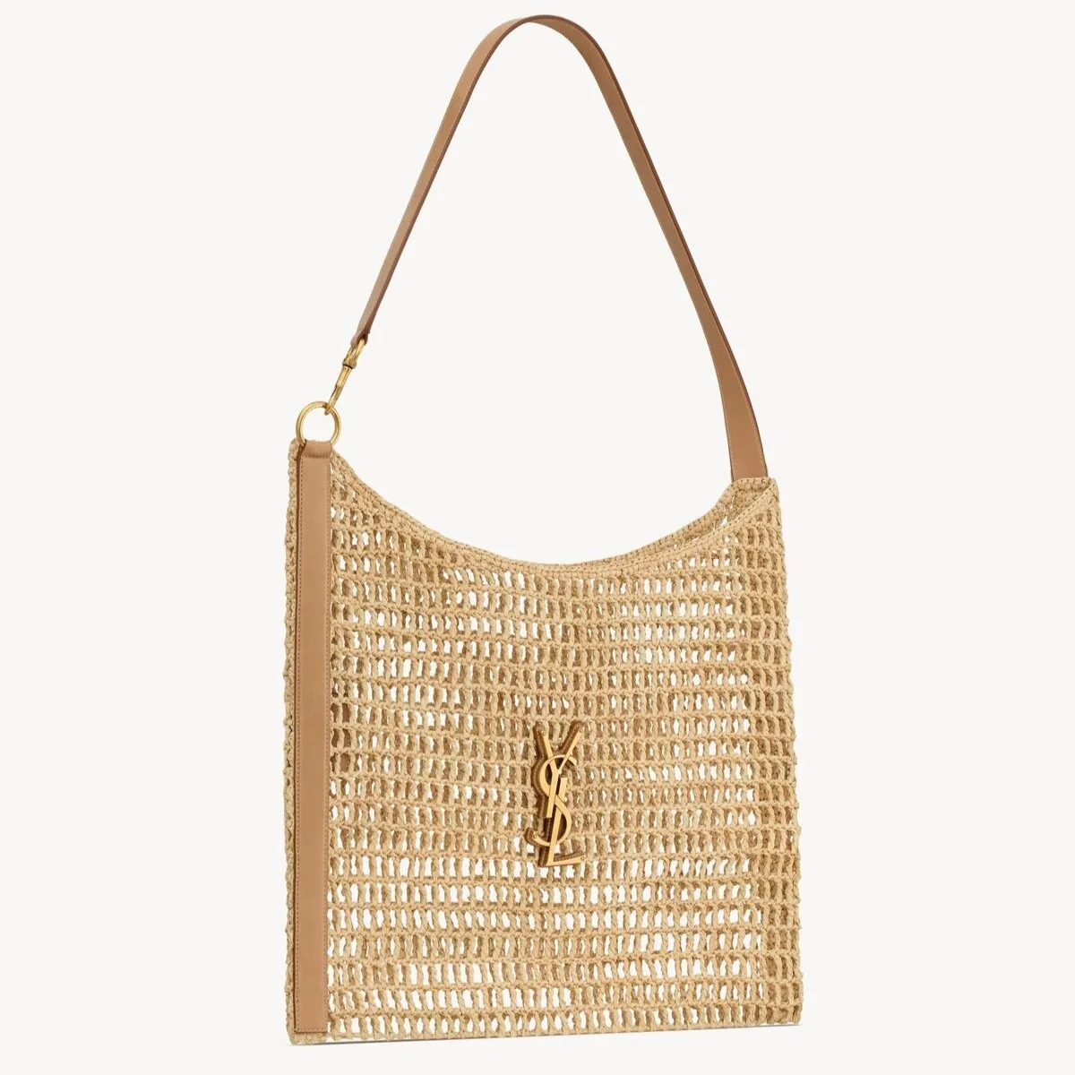 Saint Laurent Oxalis Shoulder Bag / Vintage Brown Raffia Macrame Gold Hardware - Image 3