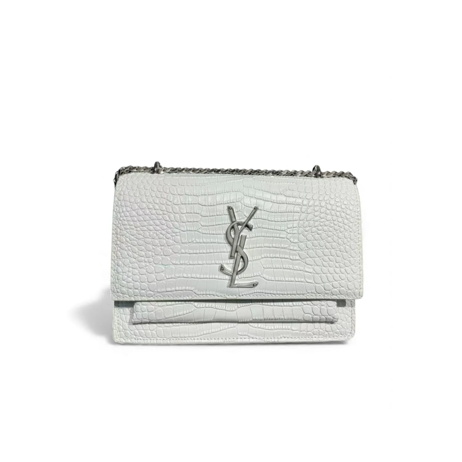 Saint Laurent Sunset Medium Chain Bag / White YSL