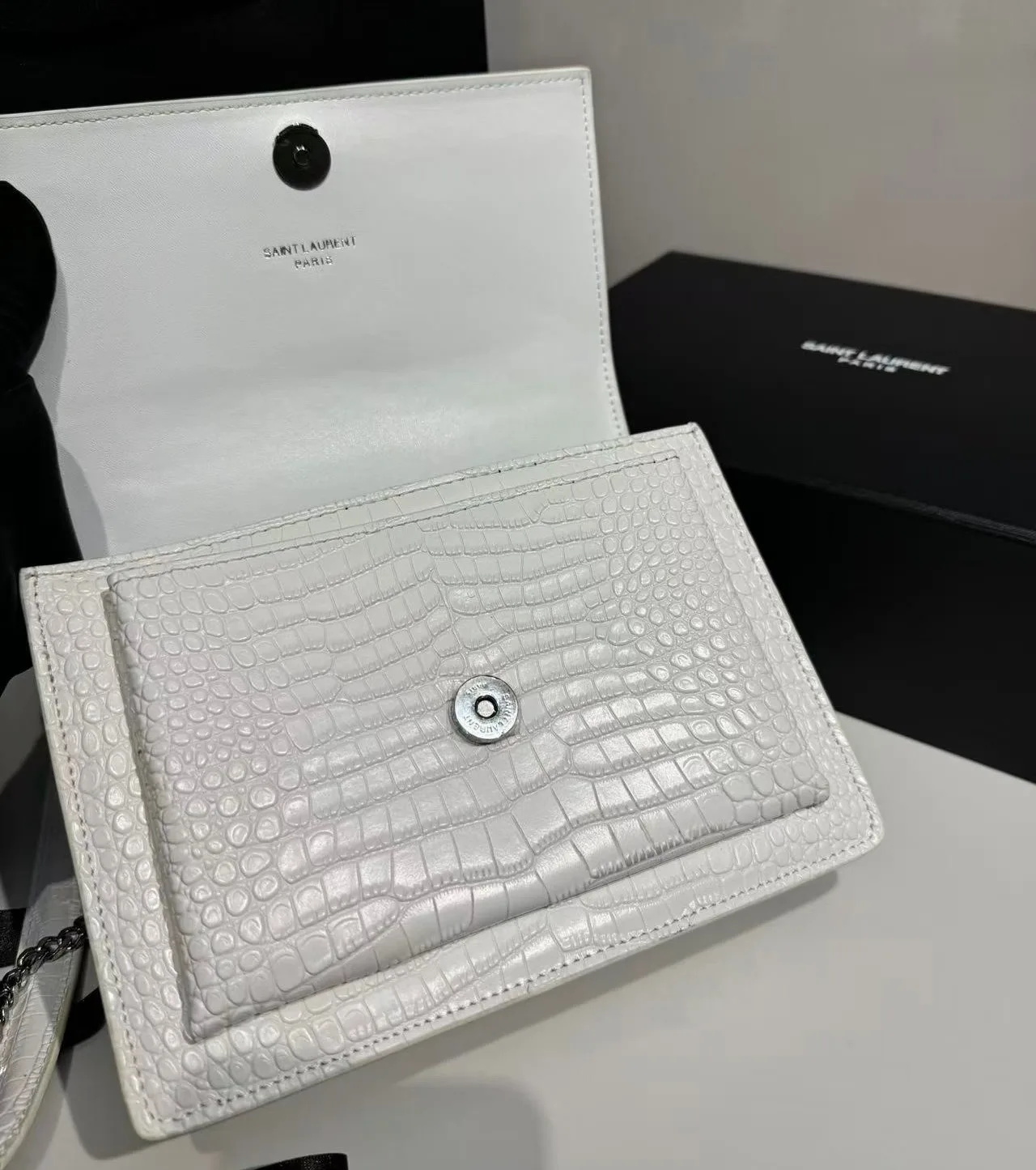 Saint Laurent Sunset Medium Chain Bag / White YSL - Image 2