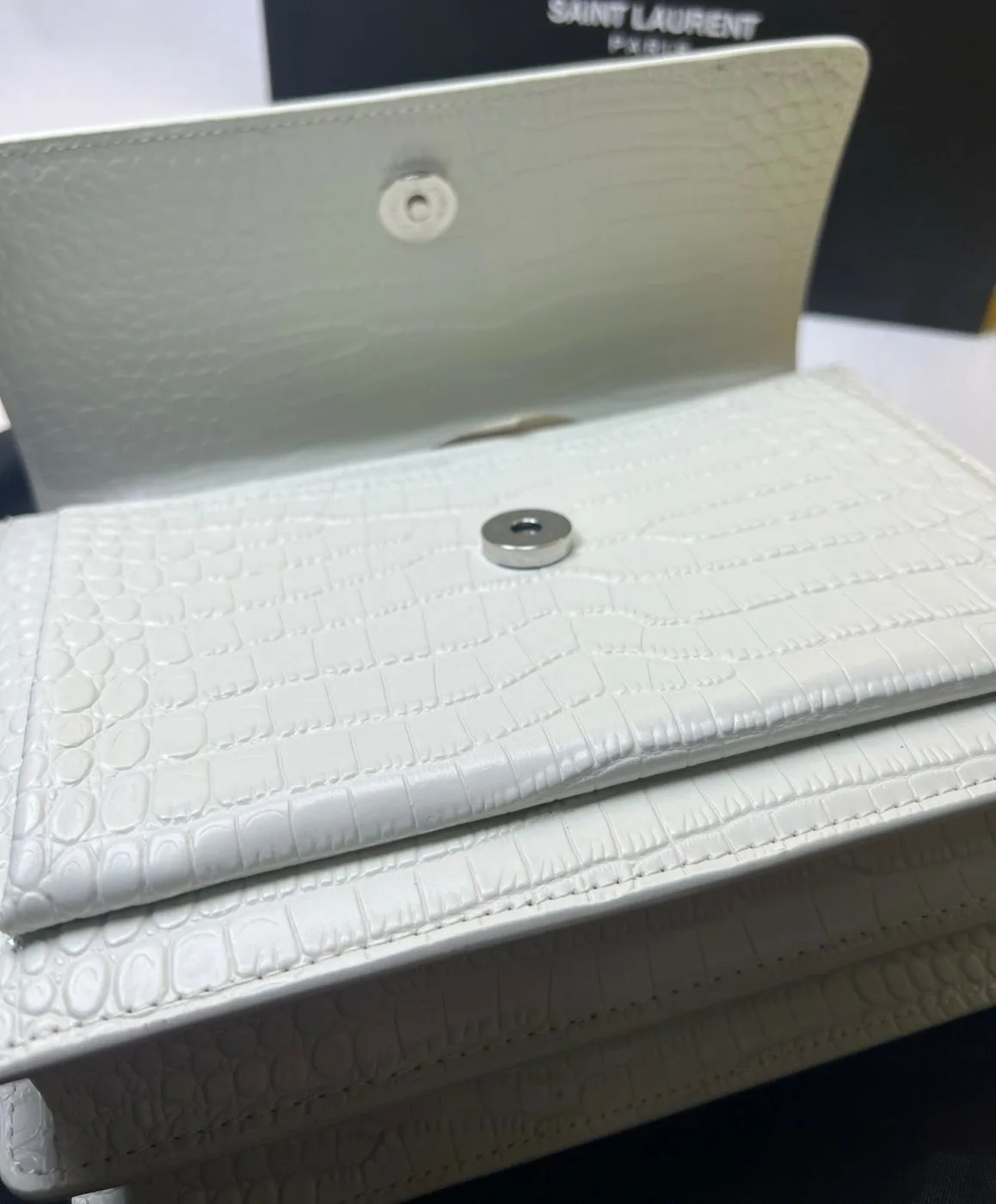 Alternative view of Saint Laurent Sunset Chain Bag White With Silver Hardware / YSL
