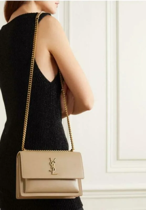 Saint Laurent Sunset Chain Medium Crossbody Bag / Dark Beige Gold Hardware - Image 2