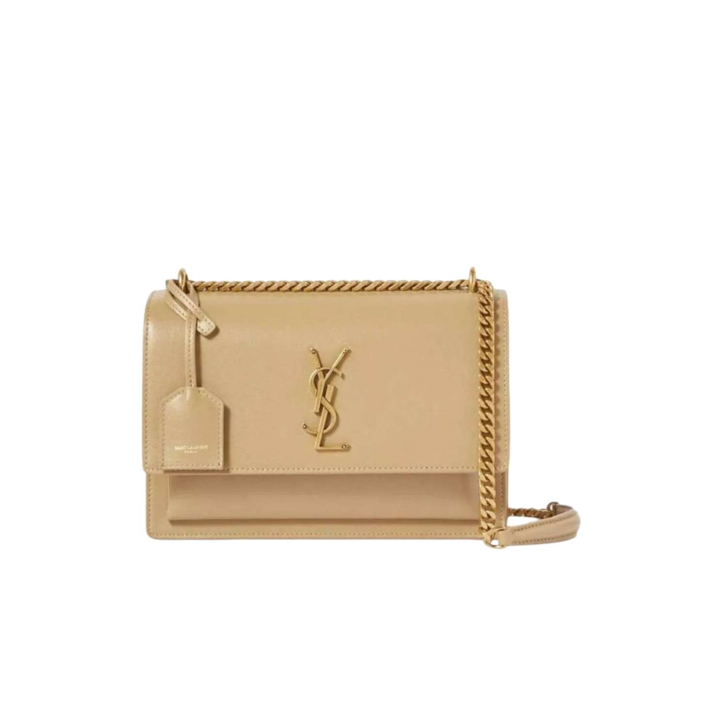 Saint Laurent Sunset Chain Medium Crossbody Bag / Dark Beige Gold Hardware