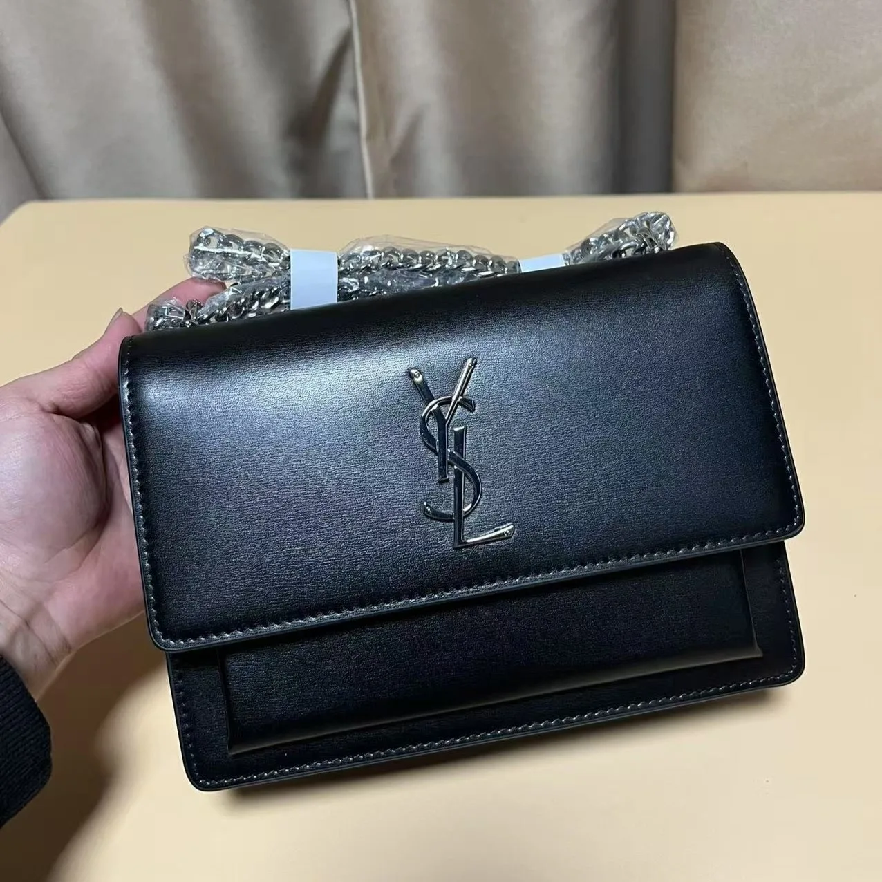 Alternative view of Saint Laurent Sunset Medium Chain Bag Black /