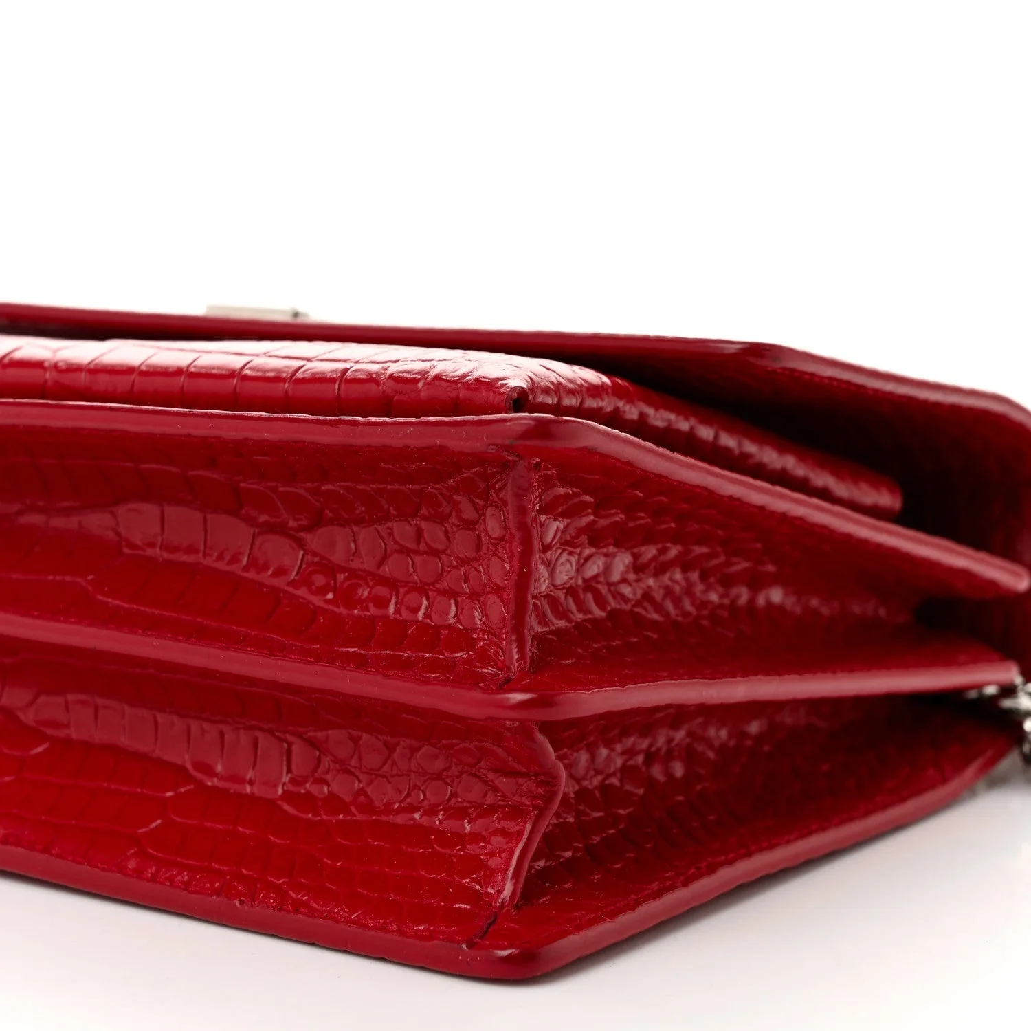 Saint Laurent Sunset Medium Chain Crossbody Bag / Rouge Silver Hardware - Image 6