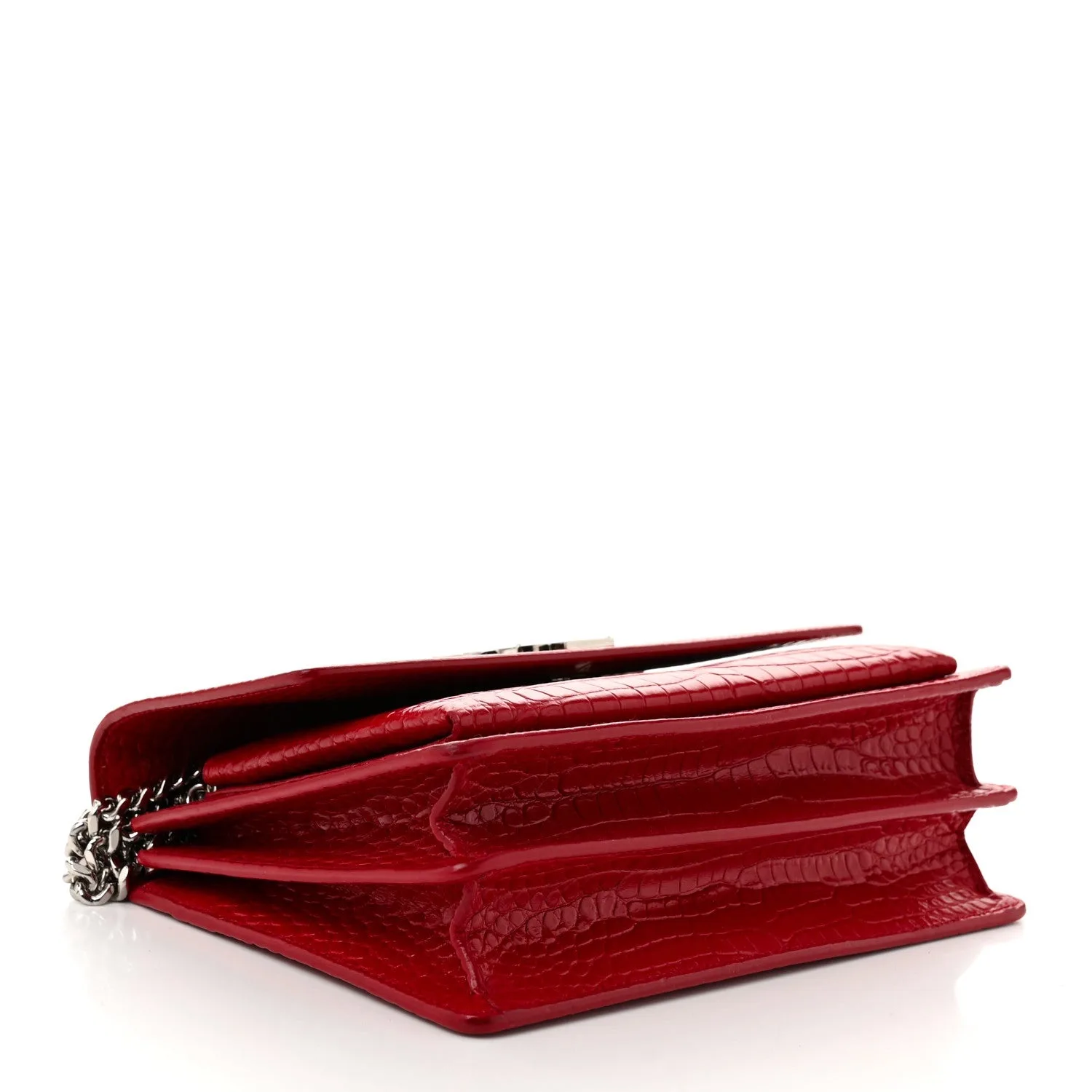 Saint Laurent Sunset Medium Chain Crossbody Bag / Rouge Silver Hardware - Image 4