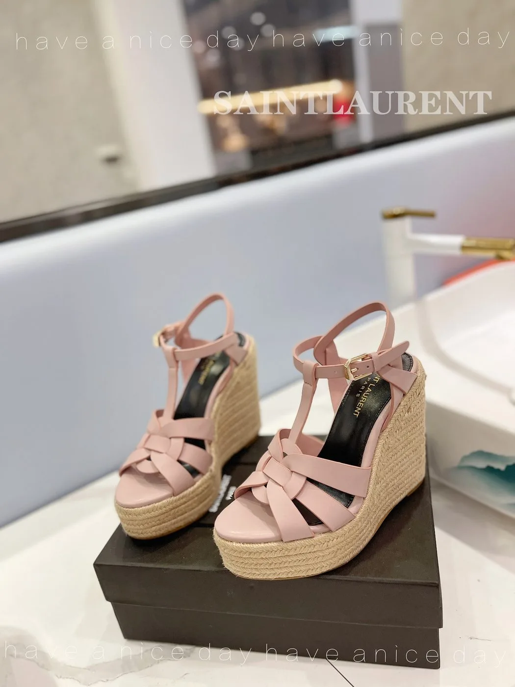 Saint Laurent Tribute Espadrilles In Smooth Light Pink - Image 4