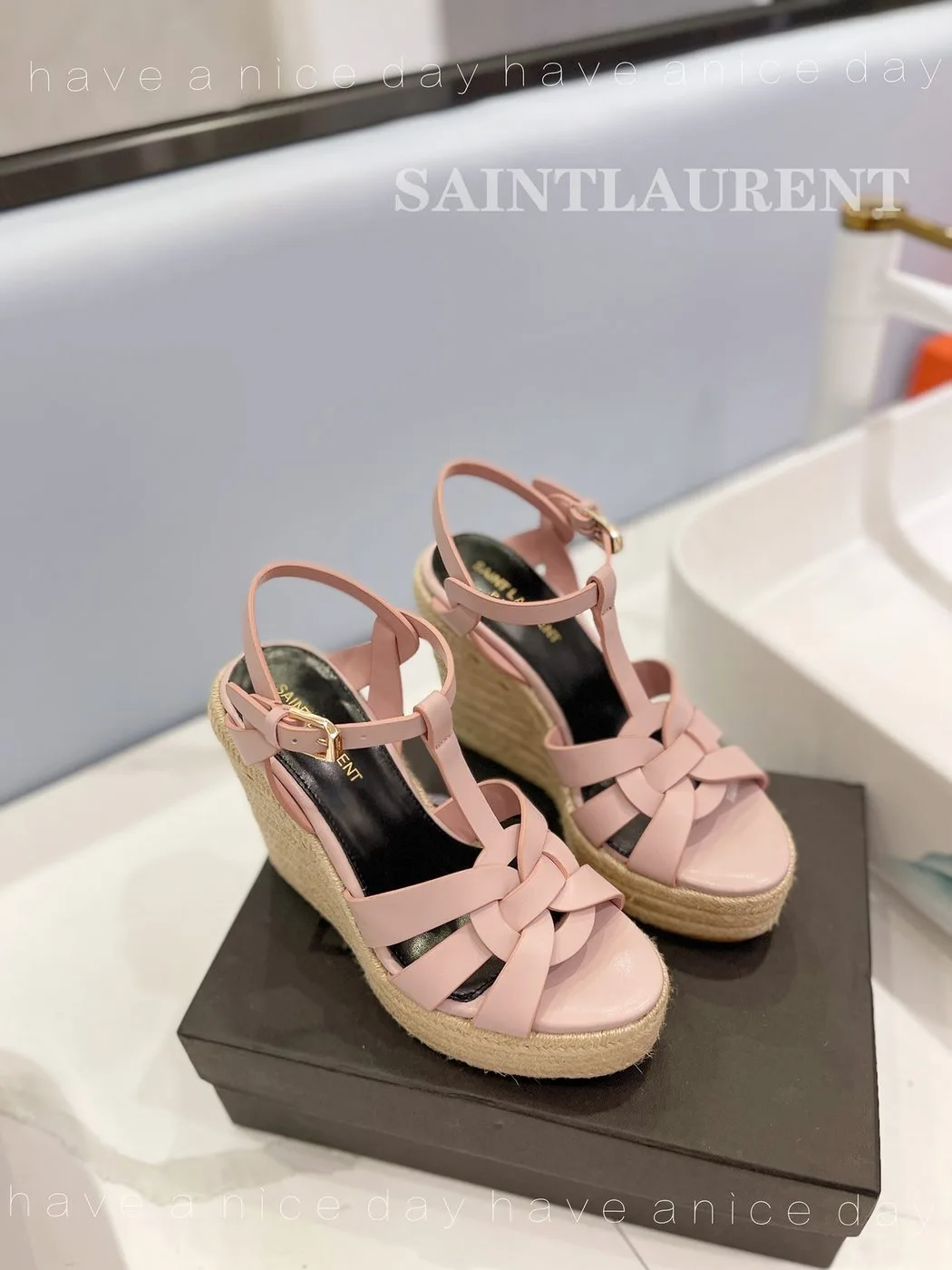 Saint Laurent Tribute Espadrilles In Smooth Light Pink - Image 5