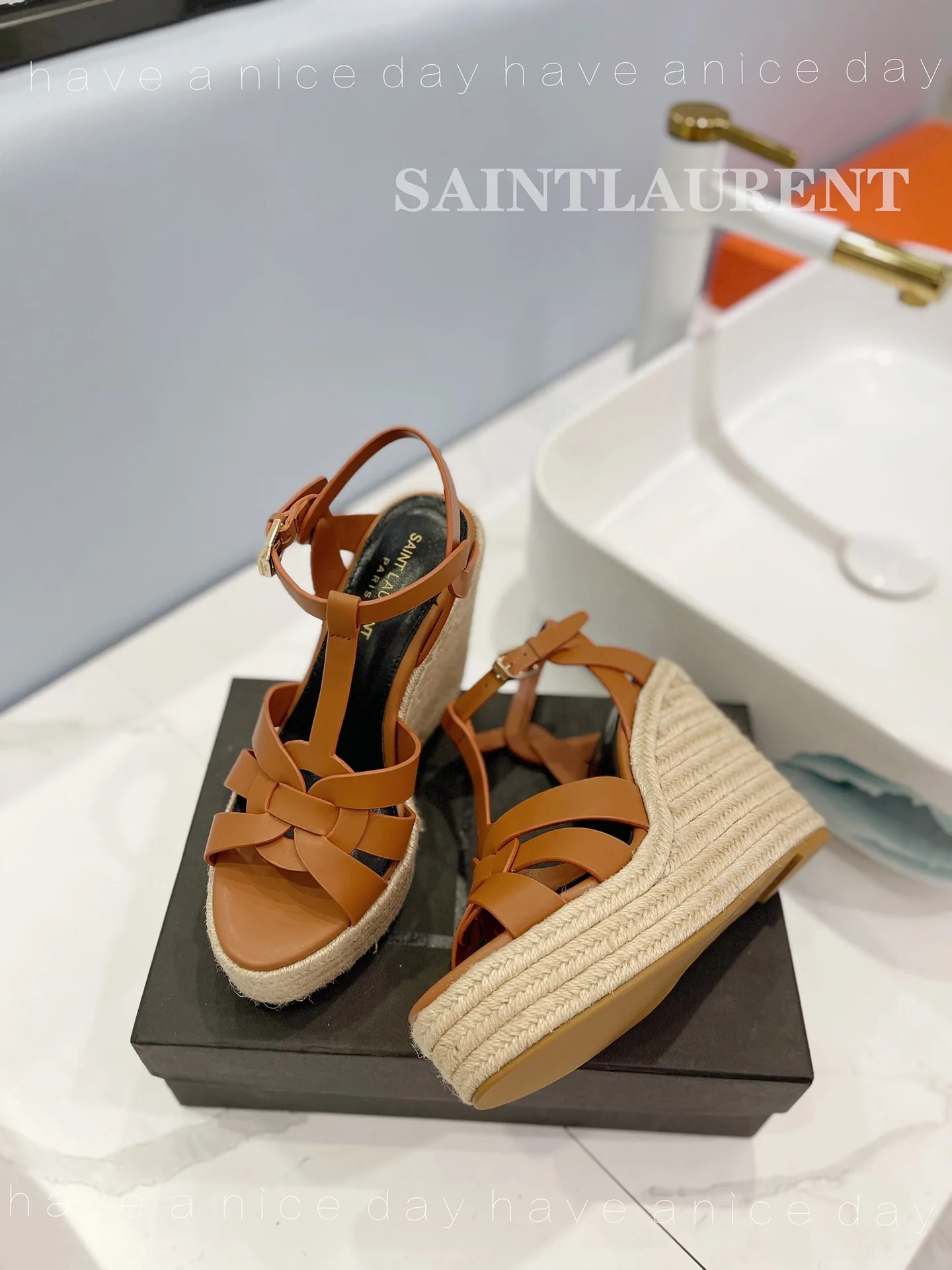 Alternative view of Saint Laurent Tribute Espadrilles In Smooth Brown