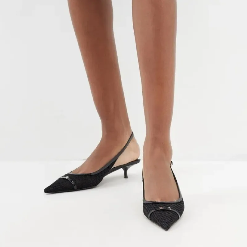 Alternative view of Saint Laurent Slingback Mesh Pumps Black