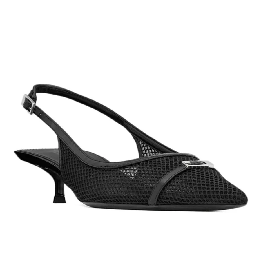 Saint Laurent Slingback Mesh Pumps Black - Image 3