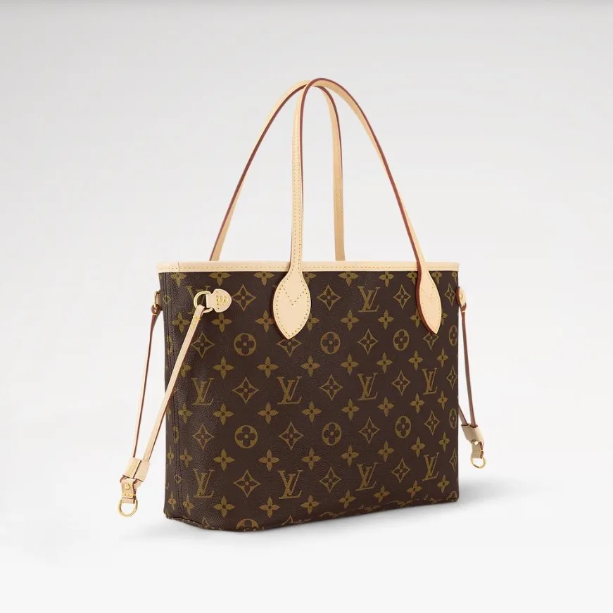 Louis Vuitton Neverfull PM Tote Bag / Beige Monogram Gold Hardware - Image 4