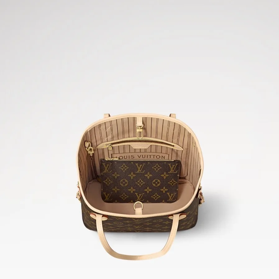 Louis Vuitton Neverfull PM Tote Bag / Beige Monogram Gold Hardware - Image 5